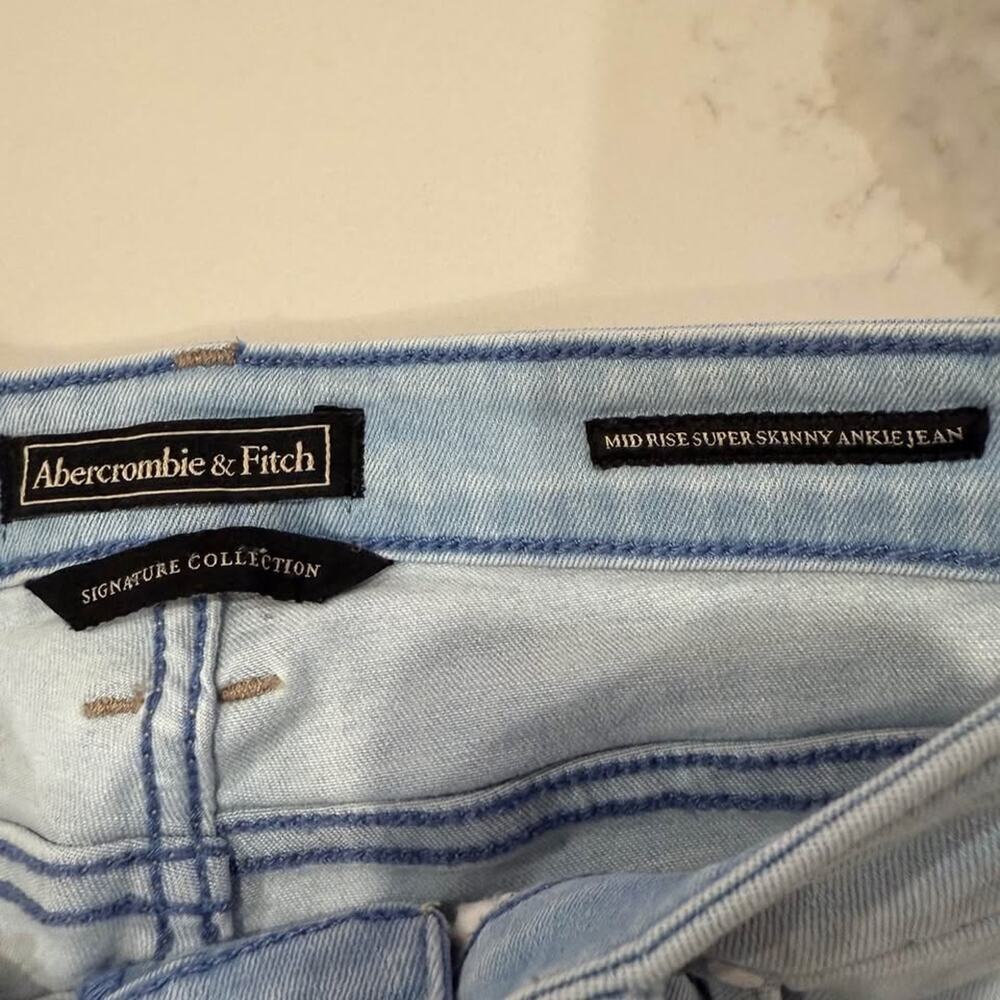 Abercrombie & Fitch The Super Skinny Ankle Mid Rise Denim Jeans Women's 28 Blue - Picture 4 of 9